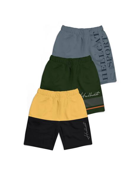 Hellcat Pack of 3 Typographic Print Flat-Front Shorts
