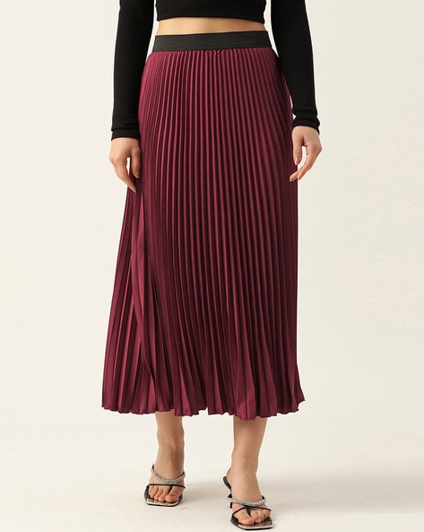 Buy Wisstler Pleated Flared Skirt 