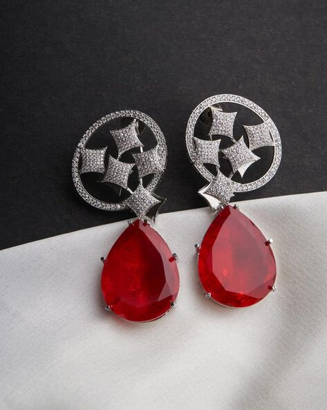 Triple Star Earrings - Red and White – Golden Lily