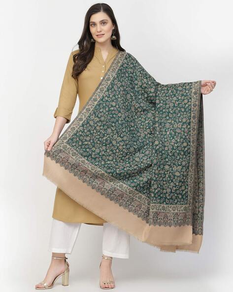 Floral Print Shawl with Frayed Edges Price in India
