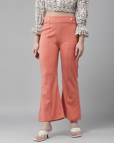 Buy MAGRE Women PeachColoured Loose Fit Solid Parallel Trousers online   Looksgudin