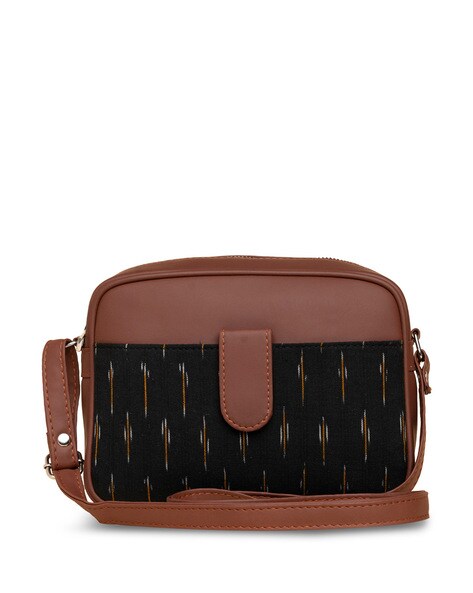 Sling Bag with Printed Strap-Black