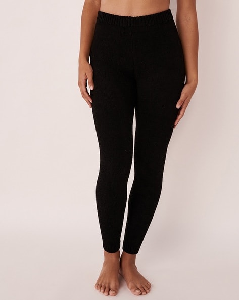 Buy Comfy Plus Size Black Leggings in Warm Winter Fleece | Amydus