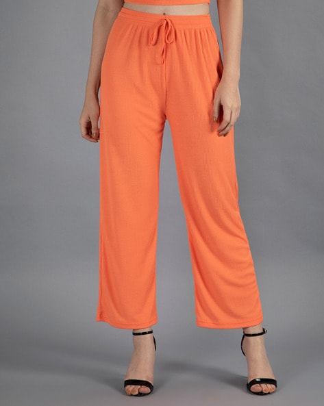 Buy COVER STORY Orange Solid Regular Fit Poly Cotton Womens Trousers   Shoppers Stop