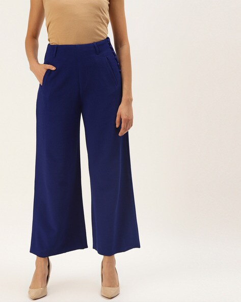 Buy Women's Blue Taper Leg Trousers Online