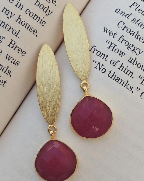 Invisible Setting Ruby Drop Earrings