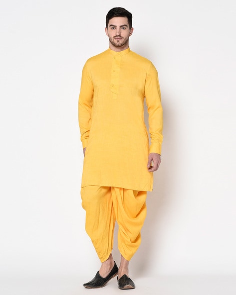 Haldi special gorgeous yellow dhoti suit