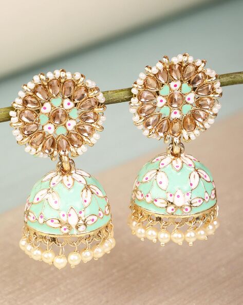 Buy Zivom« Cute18K Gold Plated Sea Green Emerald Stone Jhumki Earring For  Women Online at Lowest Price Ever in India | Check Reviews & Ratings - Shop  The World