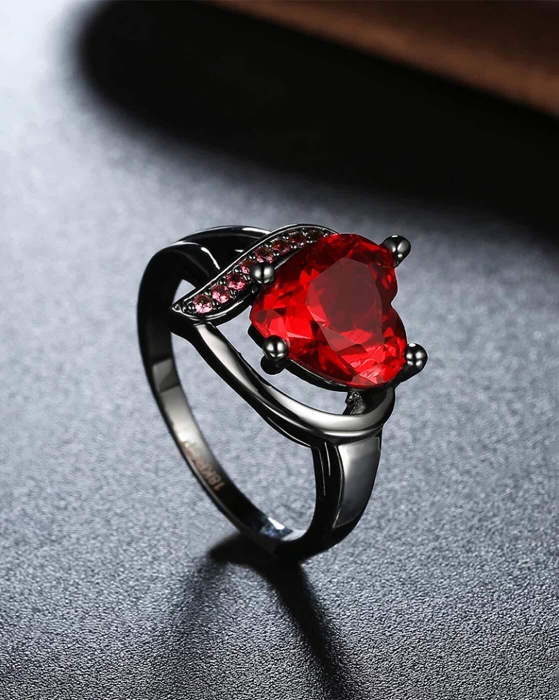 Men's Unique Silvery Trendy Ring Red Heart Decor Engagement - Temu