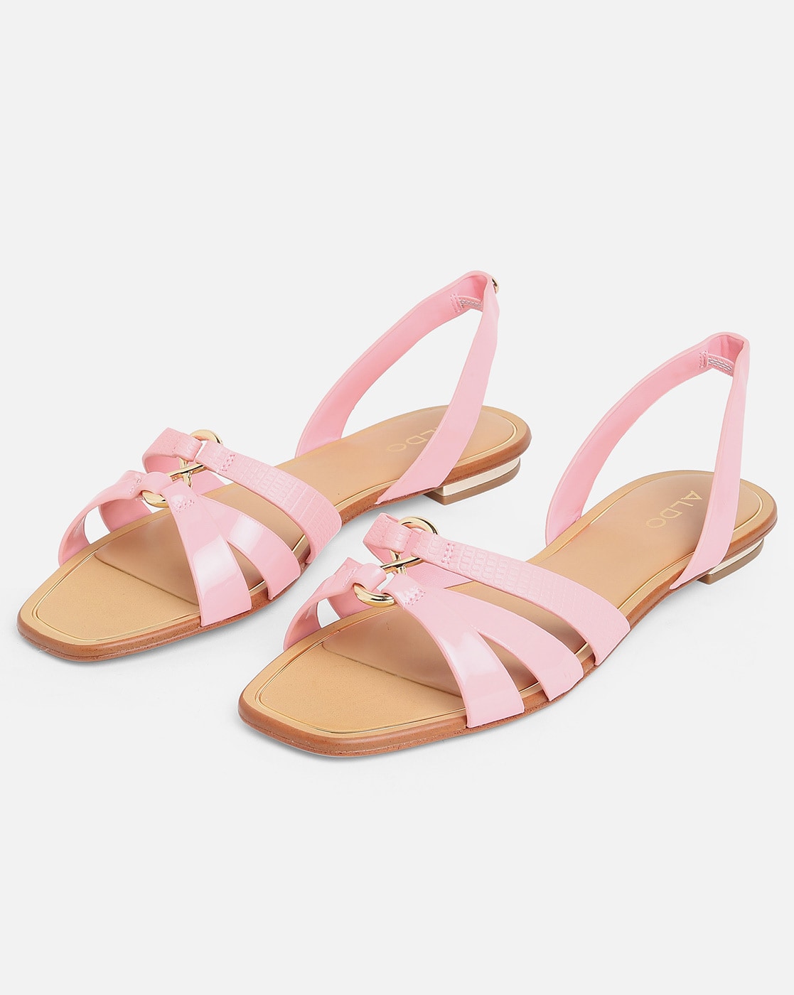 ALDO Marassi sling back flat sandals in rose gold | ASOS