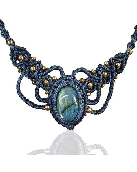 ART SUNDARI Thread & Labradorite Stone Choker Necklace
