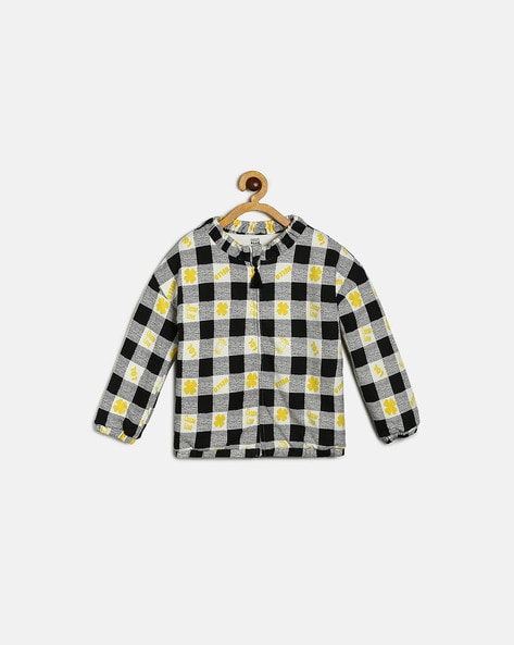 Black White Plaid Shirt Jacket Long Sleeve Button Casual - Temu