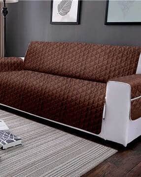 Reversible Quilted Two Seater Sofa Cover - Brown and Green-image-31