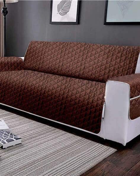 Cortina Eyelet Curtain Reversible Quilted Two Seater Sofa Cover - Brown and Green