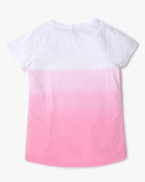 Pink and shop white t shirt