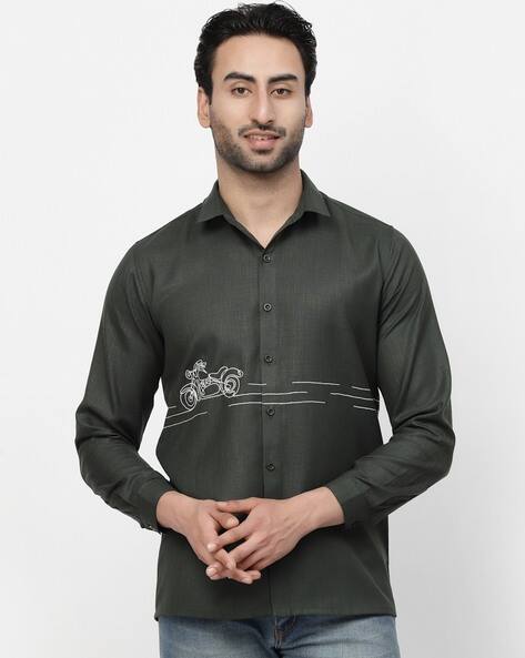 Lela Men Bike Print Regular Fit Shirt