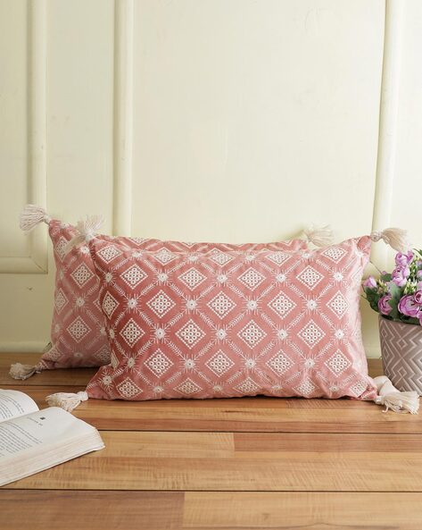 Pink embroidered outlet cushion