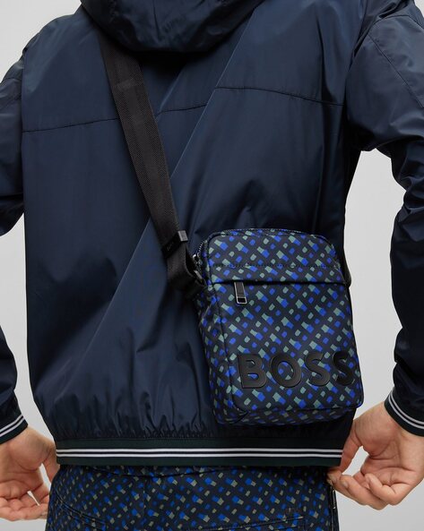 Buy BOSS All-Over Monogram Belt Bag, Black Color Men
