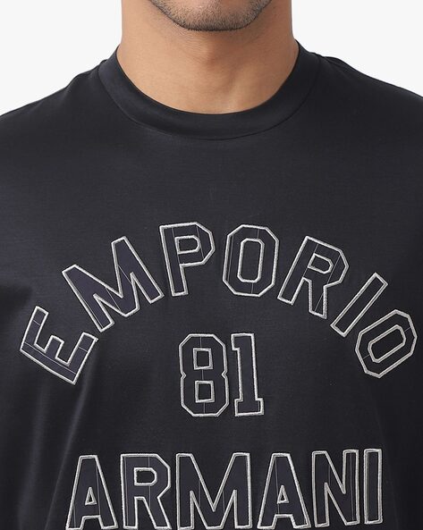 Buy EMPORIO ARMANI Milano Blended Relaxed Fit T Shirt Navy Blue