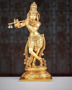 Krishna Playing Flute Brass Murti-image-42