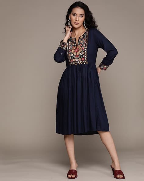 ritu kumar navy blue dress Buy Label Ritu Kumar Navy Blue Cut-Away Long Dress Online