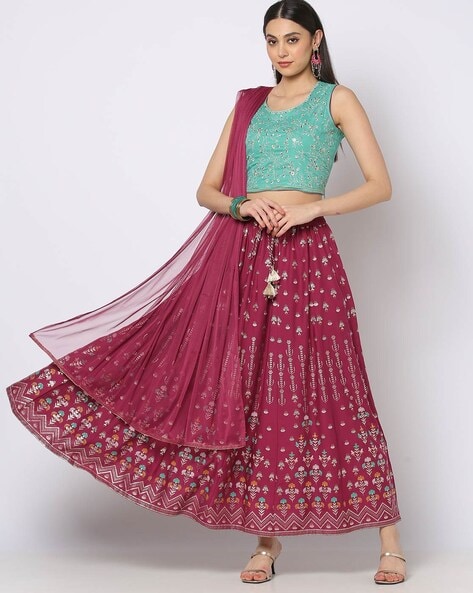 Buy Biba Pink Printed Lehenga Set for Women's Online @ Tata CLiQ