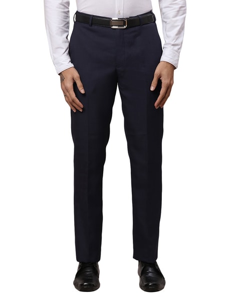 Buy Park Avenue Men Blue Checkered Rayon Flat-Front Pants Online at Best  Prices in India - JioMart.