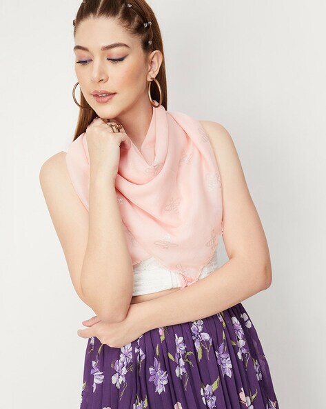Bee Print Scarf with Tassels Price in India