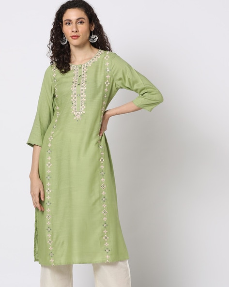 Buy online Green Colored A-line Kurta from Kurta Kurtis for Women by Avaasa  Mix 'n' Match for ₹899 at 31% off | 2024 Limeroad.com