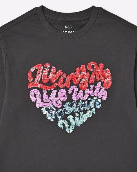 Sequin Regular Fit T-Shirt, M&S Collection