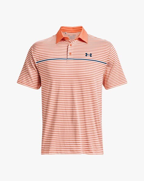 Orange under armour store polo shirt