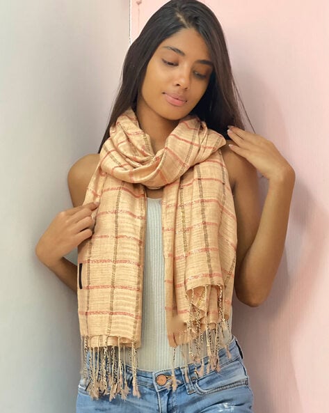 Checked Scarf with Tassels Price in India