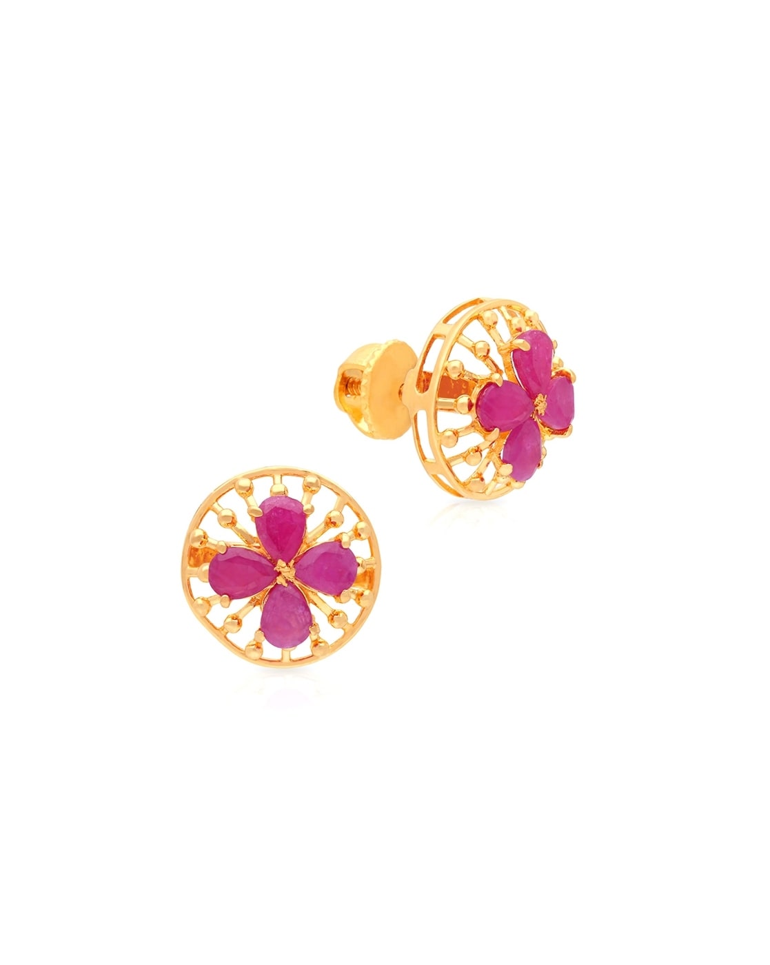 Gold Stud Earrings for Women in 22K Gold with Cz - GER6812