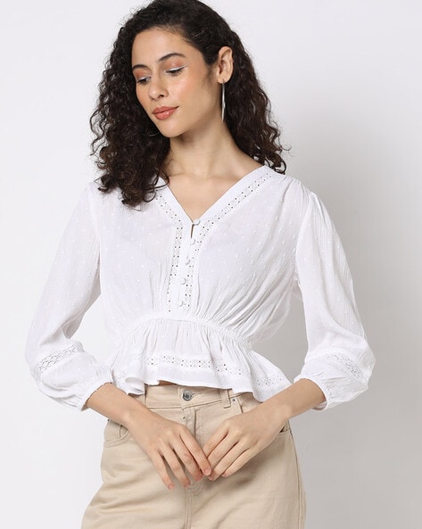 Buy White Tops for Women by Fyre Rose Online