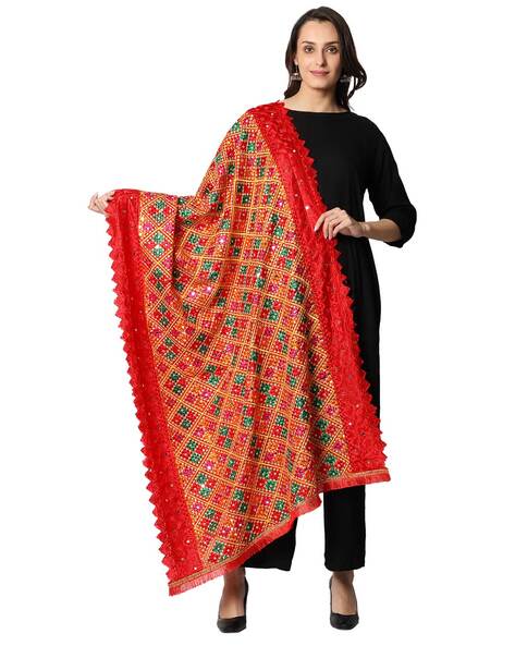 Embroidered Print Dupatta Price in India