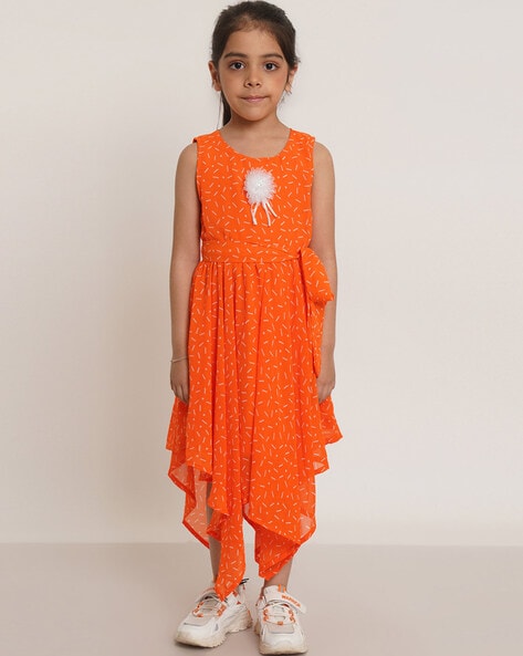 Orange colour frock hot sale for baby girl