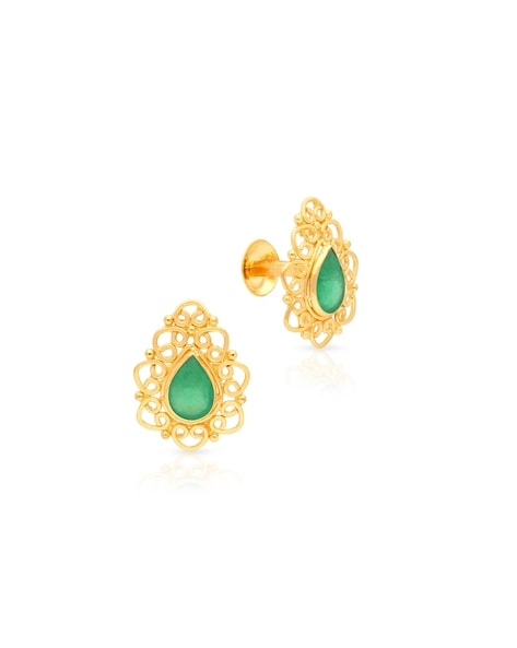 18k Yellow Gold Plated Emerald Hoop Connector Chain Teardrop Stud Earring  Set - 5 Pack | Icing US