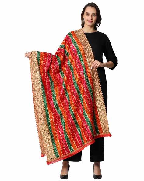 Embroidered Print Dupatta Price in India