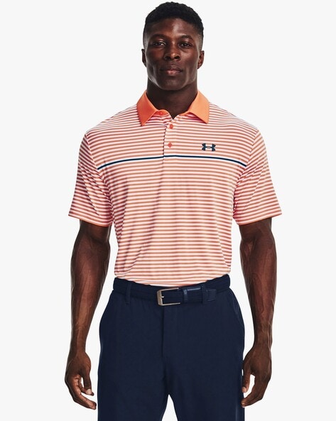 Under armour cheap orange polo shirt