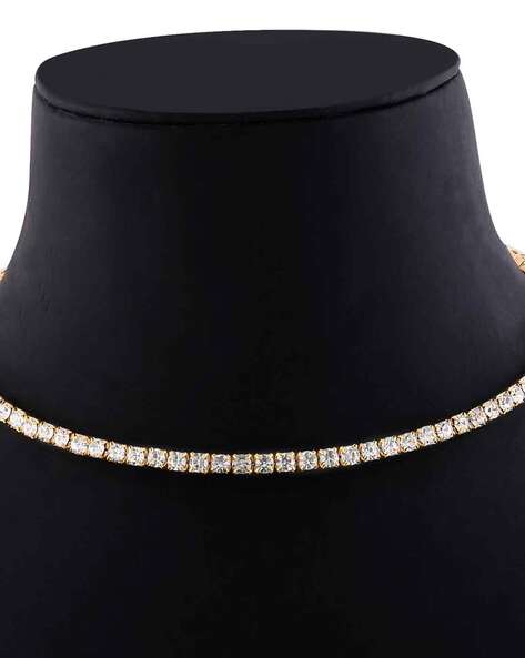 Amazon.com: Tennis Necklace 14K Gold/Silver Plated，3mm Width Sparking  Rhinestone Chain Necklace Delicate Tennis Choker Necklace for Women Dainty  Classic Cubic Zirconia Bridal Wedding Jewelry for Women Girls: Clothing,  Shoes & Jewelry