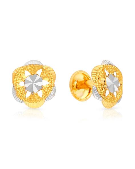 Yellow Gold Floral Design Stud Earrings
