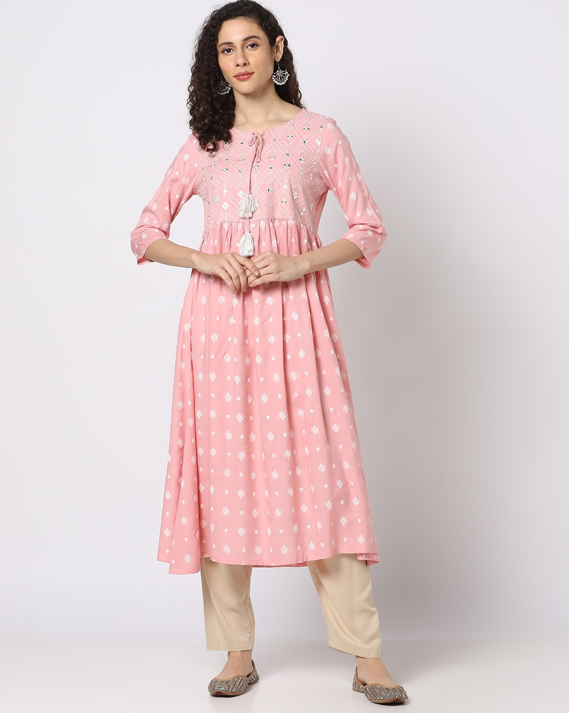 Buy AVAASA Mix N' Match Embellished A-line Kurta (X-Small) Pink at Amazon.in