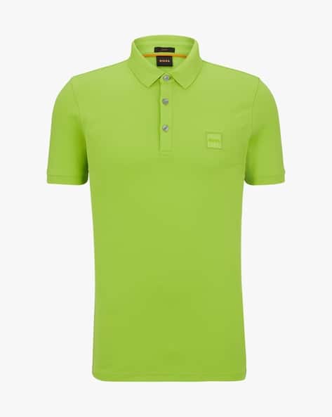 Buy BOSS Logo Patch Stretchable Slim Fit Polo T-Shirt Green