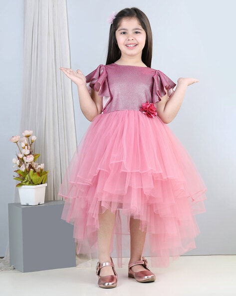 Pink colour clearance frocks for ladies