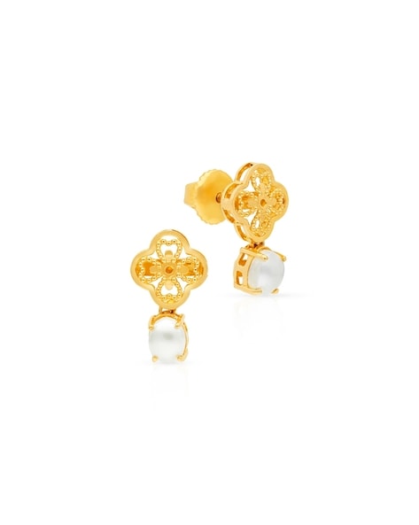 Malabar gold 2025 pearl earrings