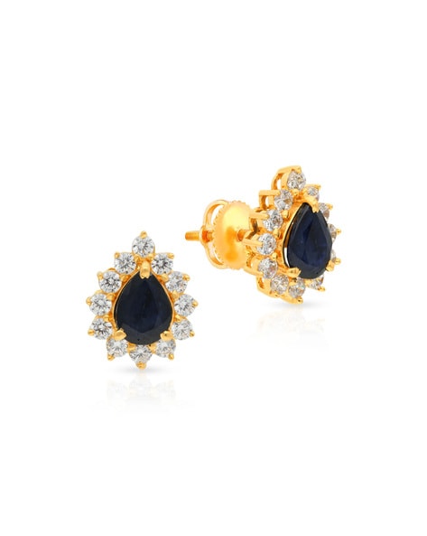 22K Gold Earrings for Women with Black Stones - 235-GER9248 in 3.450 Grams