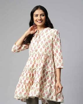 jyoti Floral Print Tunic with Tie-Up Neck-picture-18