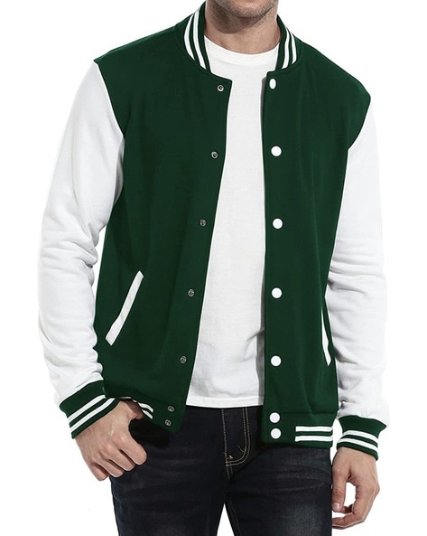 Green and white bomber jacket sale