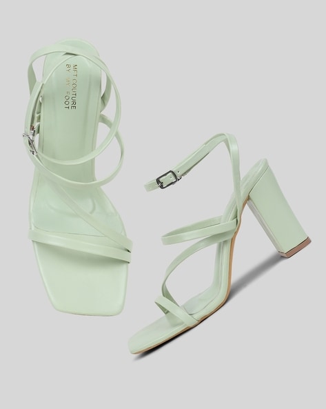 Green chunky online heels