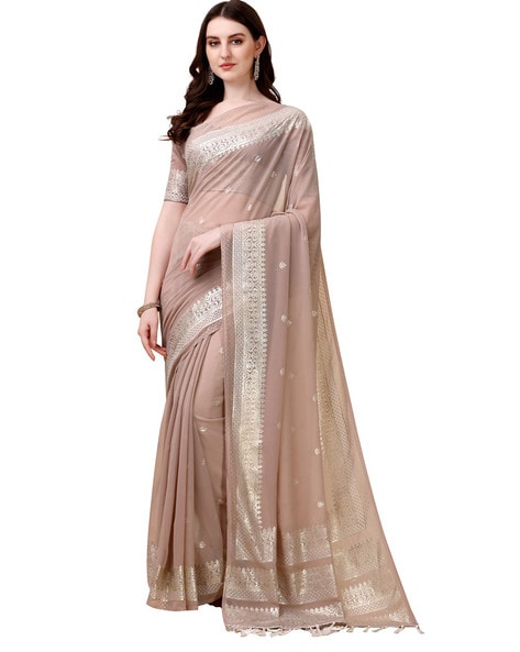 Casual, Party Wear, Traditional Beige and Brown color Linen fabric Saree :  1896267